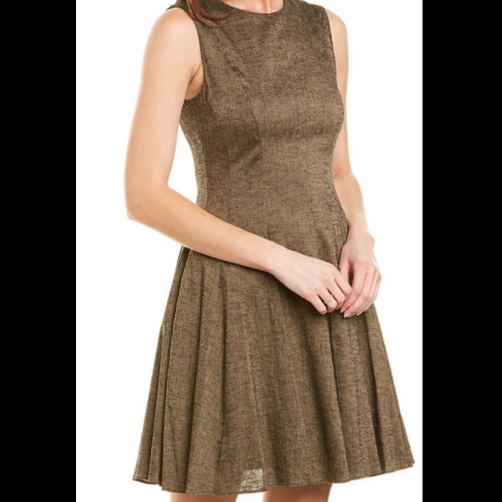 Theory Sleeveless Peplum Dress in Linen Belgian Clay size 4 NWT